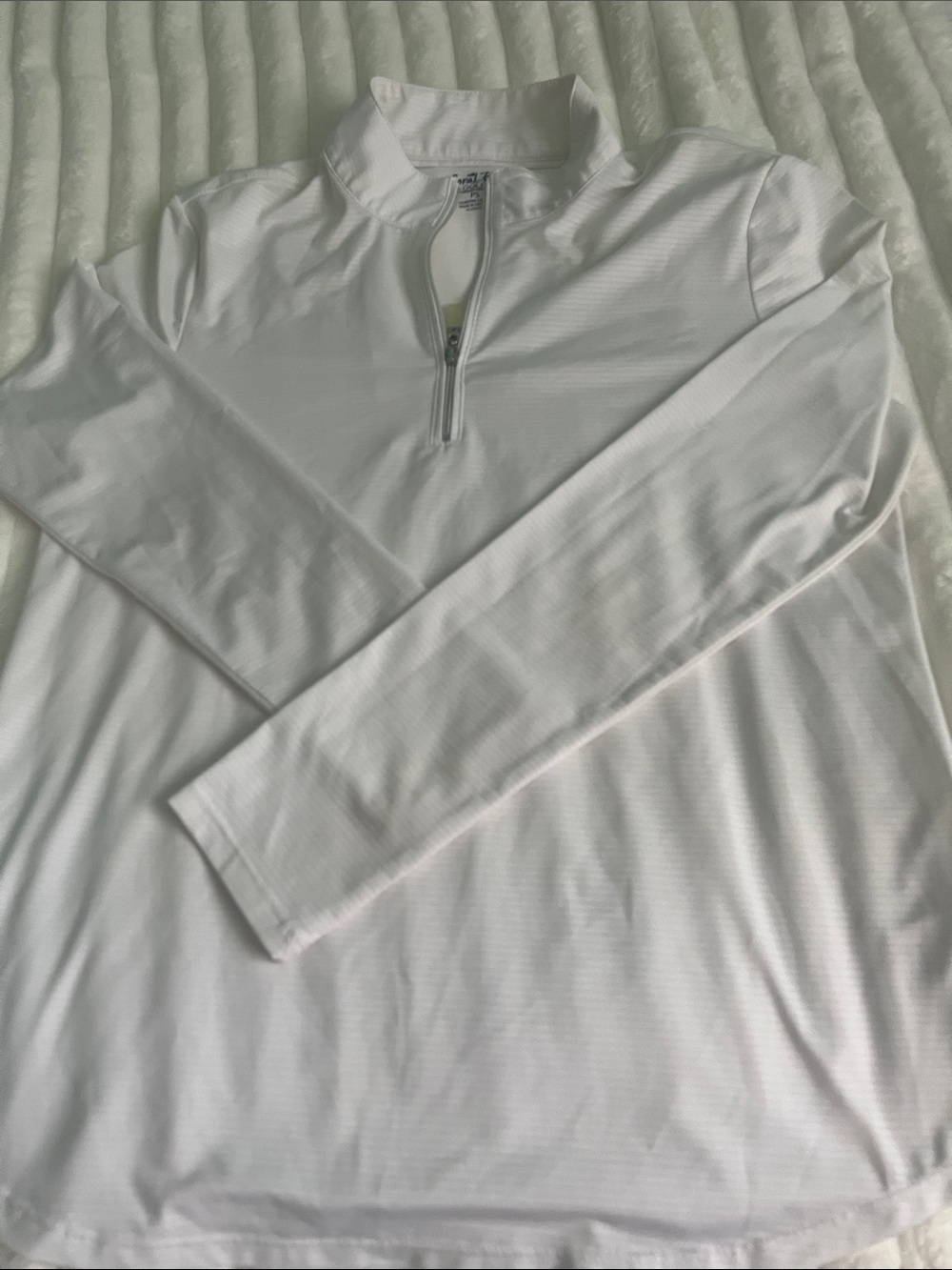 Coral Bay White Long-Sleeve Quarter-Zip Performance Top